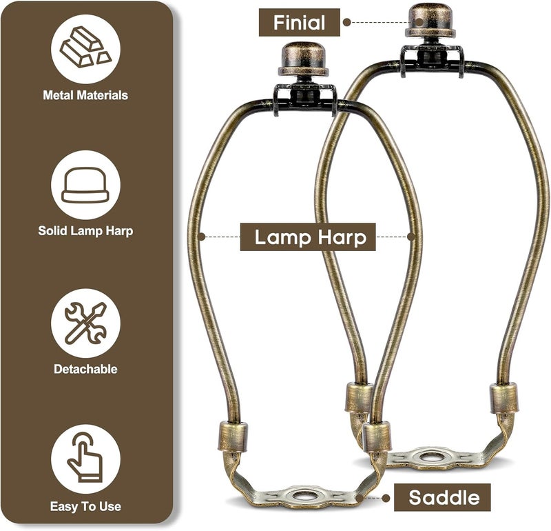 GooChan Lamp Shade Harp, Antique Brass Lamp Harp Frame Lampshade Bracket, Detachable Shade Holder for Floor or Table Light (Bronze, 6-Inch) - Image 5